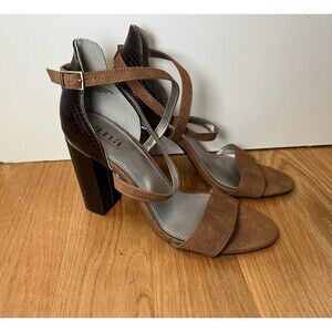 ANA A New Approach Shoes Womens Size 8 Brown Block Heel Sandals Strappy Dress